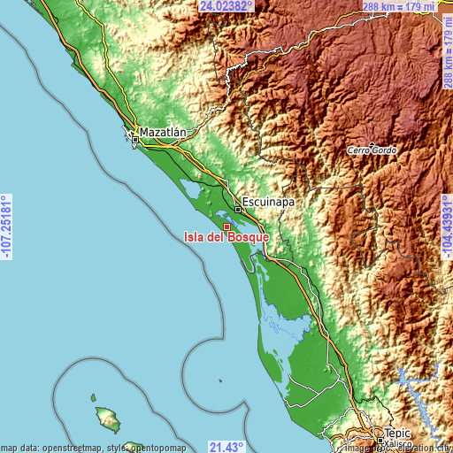 Topographic map of Isla del Bosque