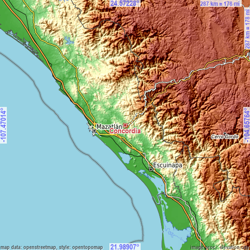 Topographic map of Concordia