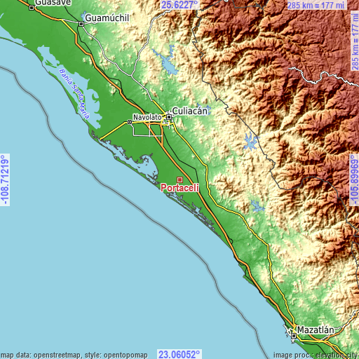 Topographic map of Portaceli