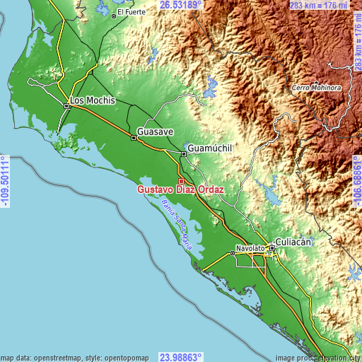 Topographic map of Gustavo Díaz Ordaz