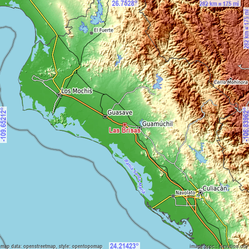 Topographic map of Las Brisas