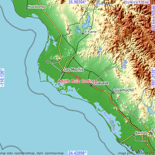 Topographic map of Adolfo Ruiz Cortines