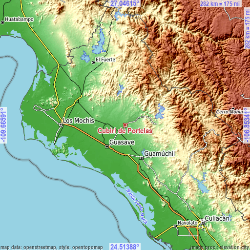 Topographic map of Cubiri de Portelas