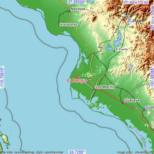 Topographic map of El Refugio