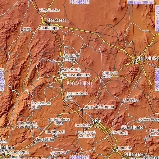 Topographic map of Los Azulitos