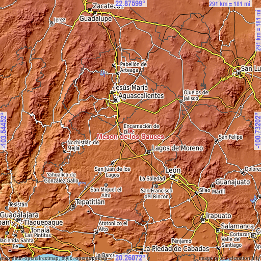 Topographic map of Mesón de los Sauces