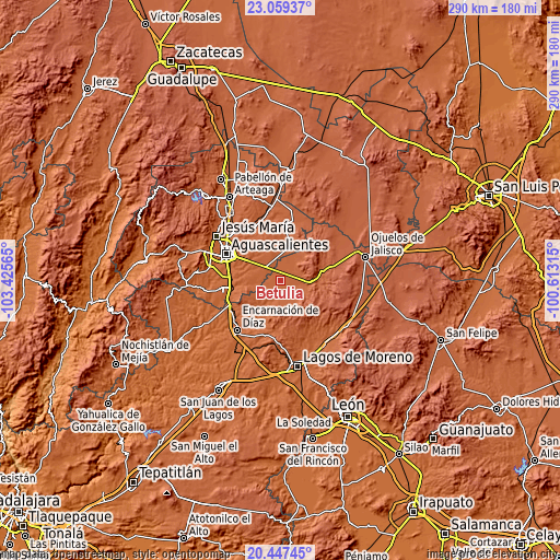 Topographic map of Betulia