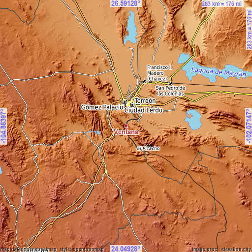 Topographic map of Ventana