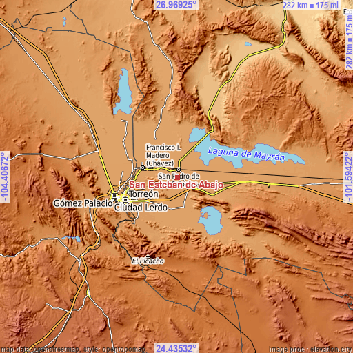 Topographic map of San Esteban de Abajo