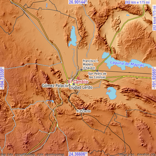 Topographic map of El Cambio