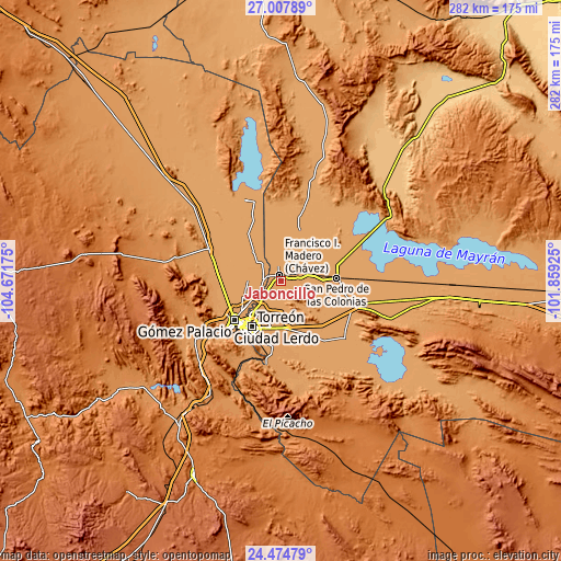 Topographic map of Jaboncillo