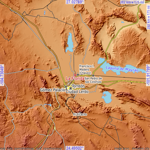 Topographic map of La Florida