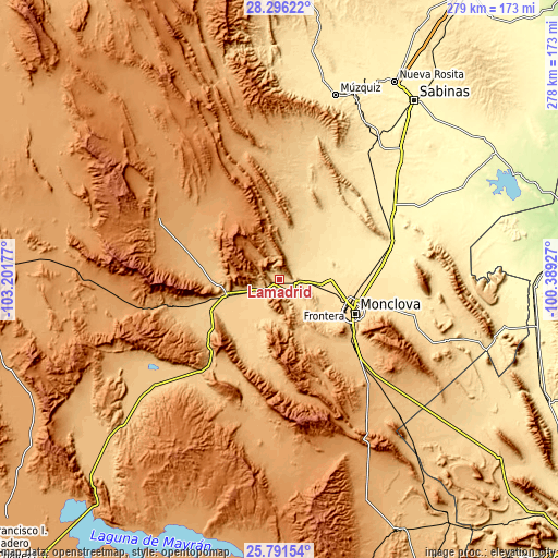 Topographic map of Lamadrid