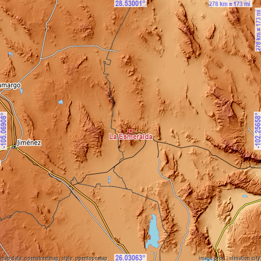 Topographic map of La Esmeralda