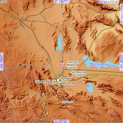 Topographic map of Jauja