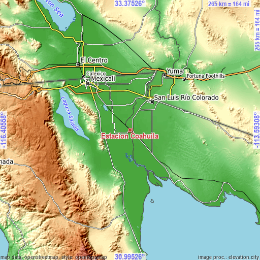 Topographic map of Estación Coahuila