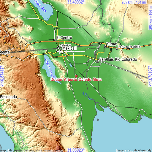 Topographic map of Doctor Alberto Oviedo Mota