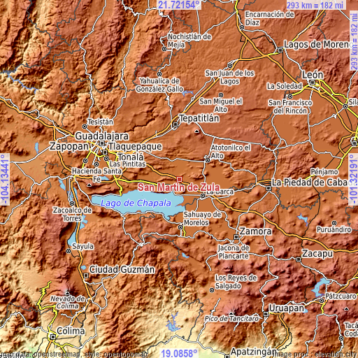 Topographic map of San Martín de Zula