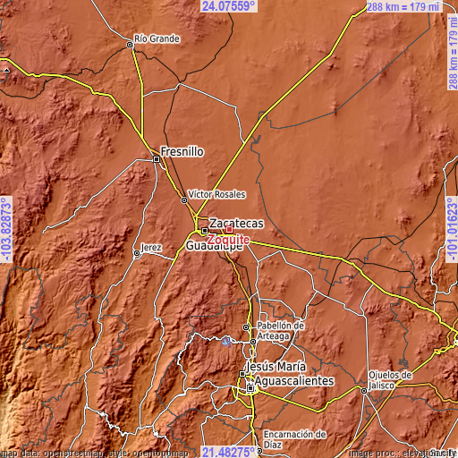 Topographic map of Zoquite
