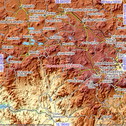 Topographic map of Zirahuato de los Bernal