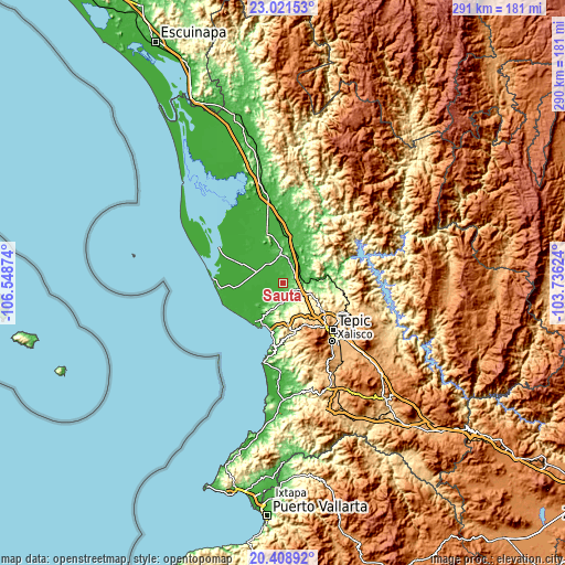 Topographic map of Sauta