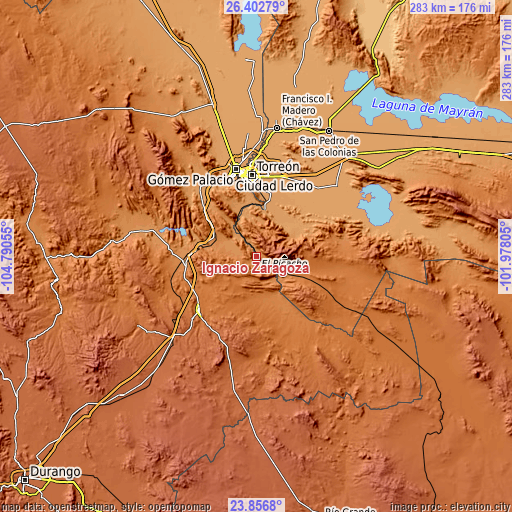 Topographic map of Ignacio Zaragoza