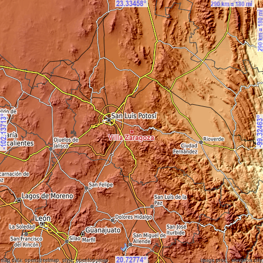 Topographic map of Villa Zaragoza