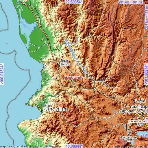 Topographic map of Zapotanito