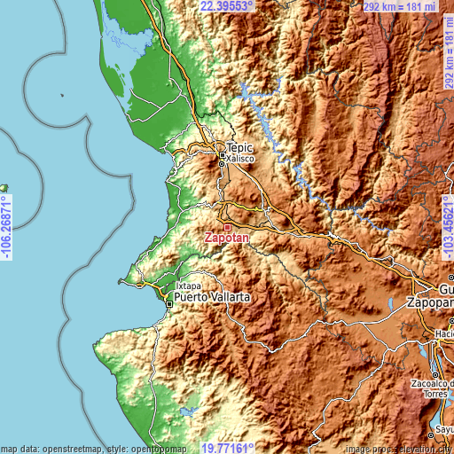 Topographic map of Zapotán