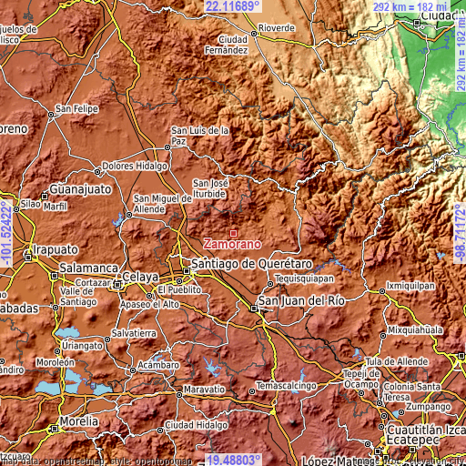 Topographic map of Zamorano