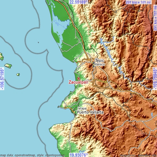 Topographic map of Zacualpan