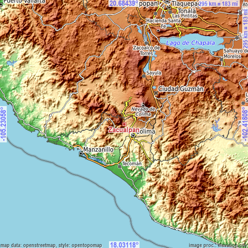 Topographic map of Zacualpan