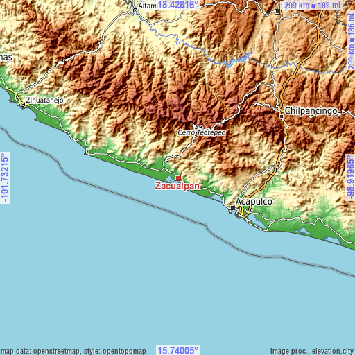 Topographic map of Zacualpan