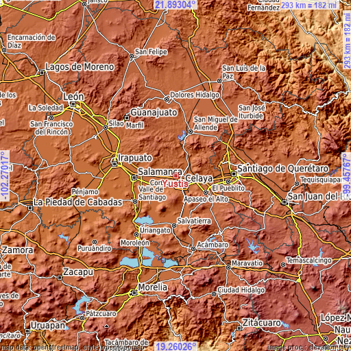 Topographic map of Yustis