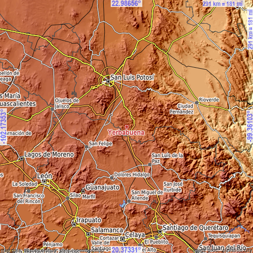 Topographic map of Yerbabuena