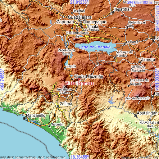 Topographic map of Vista Hermosa
