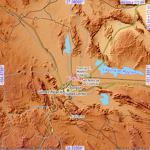 Topographic map of Virginias