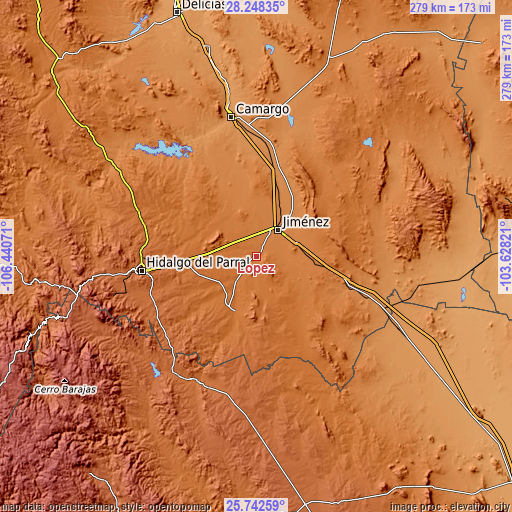 Topographic map of López