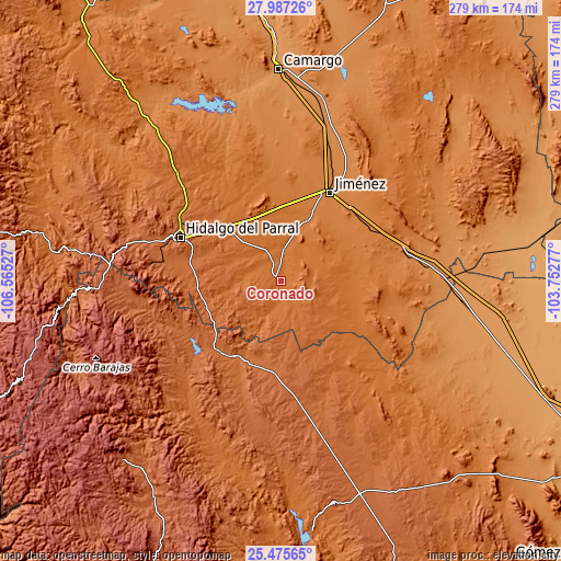 Topographic map of Coronado