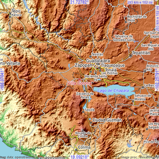 Topographic map of Villa Corona