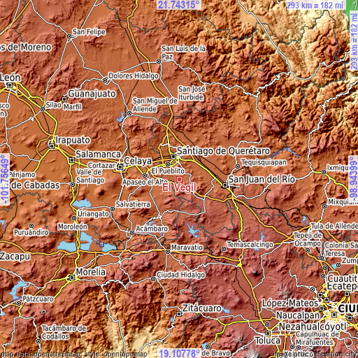 Topographic map of El Vegil