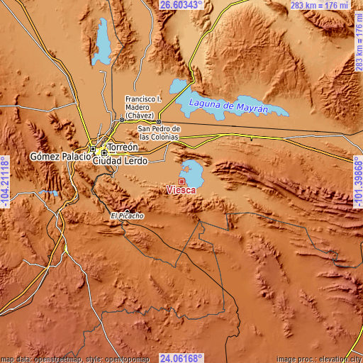 Topographic map of Viesca