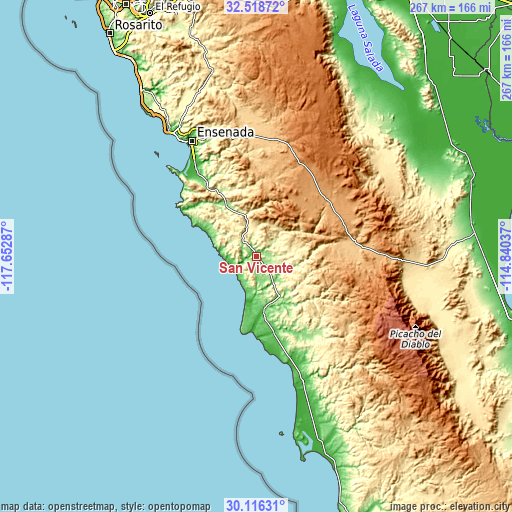 Topographic map of San Vicente