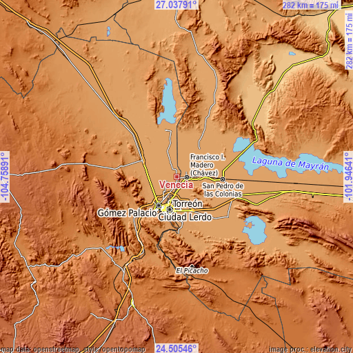 Topographic map of Venecia