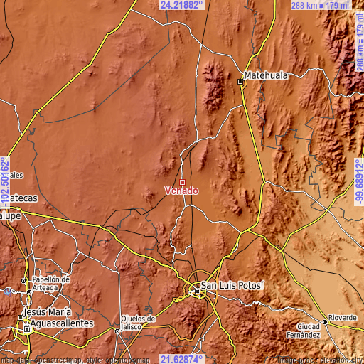 Topographic map of Venado