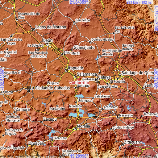 Topographic map of Valtierrilla