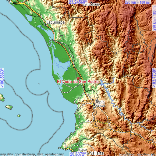 Topographic map of El Vado de San Pedro