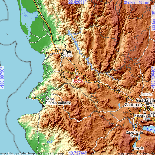 Topographic map of Uzeta