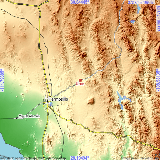 Topographic map of Ures