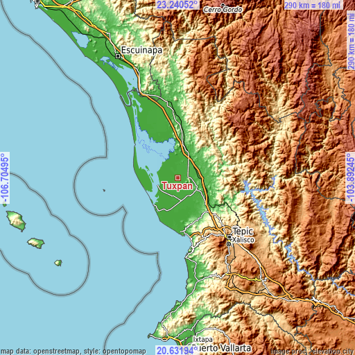 Topographic map of Tuxpan